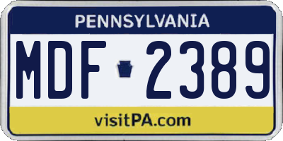 PA license plate MDF2389