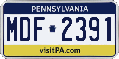 PA license plate MDF2391