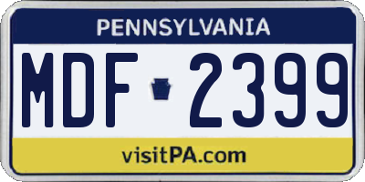 PA license plate MDF2399