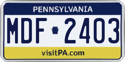 PA license plate MDF2403