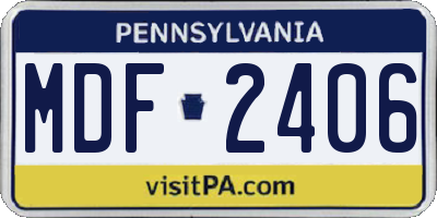 PA license plate MDF2406