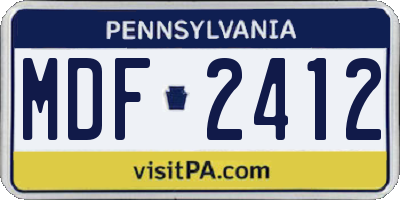 PA license plate MDF2412