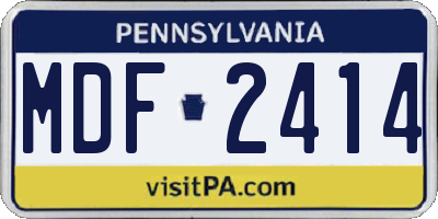 PA license plate MDF2414