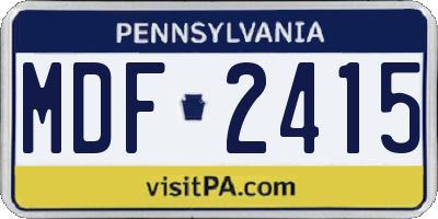 PA license plate MDF2415