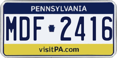 PA license plate MDF2416