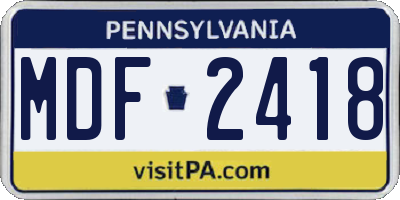 PA license plate MDF2418