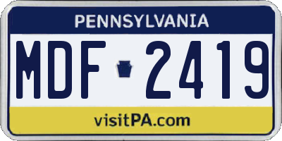 PA license plate MDF2419