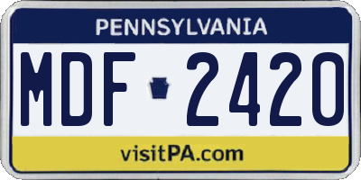 PA license plate MDF2420