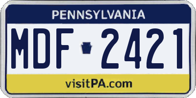 PA license plate MDF2421
