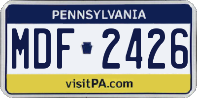 PA license plate MDF2426