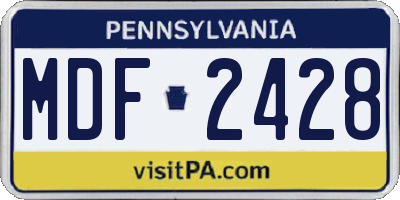 PA license plate MDF2428