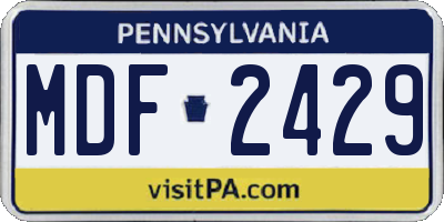 PA license plate MDF2429