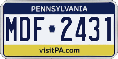 PA license plate MDF2431