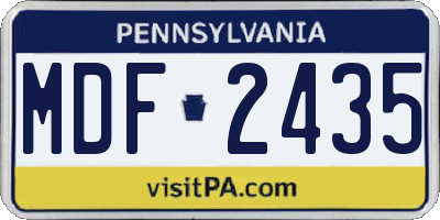 PA license plate MDF2435