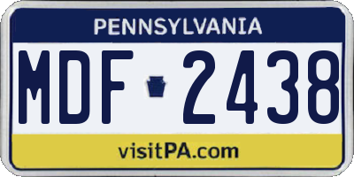 PA license plate MDF2438