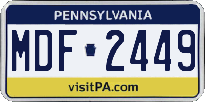 PA license plate MDF2449