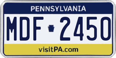 PA license plate MDF2450