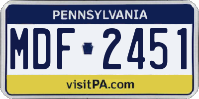 PA license plate MDF2451
