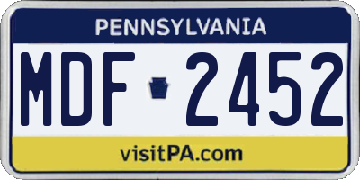PA license plate MDF2452