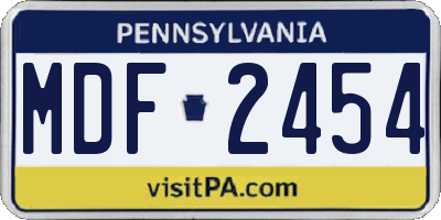 PA license plate MDF2454