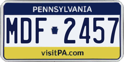 PA license plate MDF2457