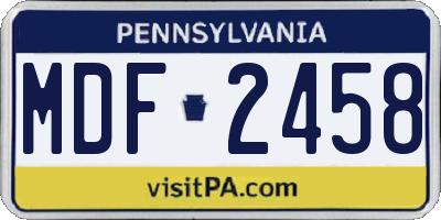 PA license plate MDF2458