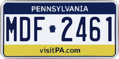 PA license plate MDF2461