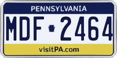 PA license plate MDF2464