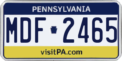 PA license plate MDF2465