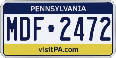 PA license plate MDF2472