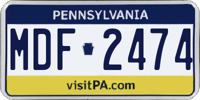 PA license plate MDF2474