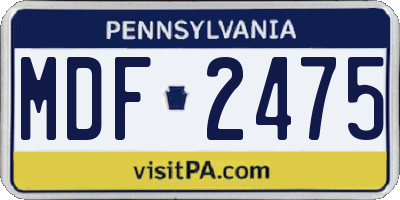 PA license plate MDF2475