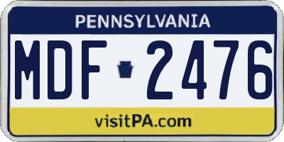 PA license plate MDF2476