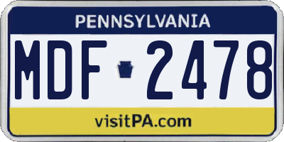 PA license plate MDF2478