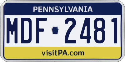 PA license plate MDF2481