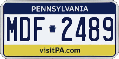PA license plate MDF2489