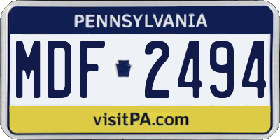 PA license plate MDF2494