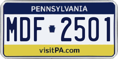 PA license plate MDF2501