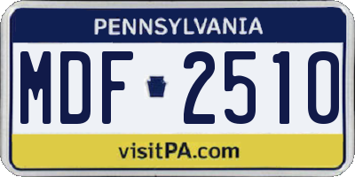PA license plate MDF2510