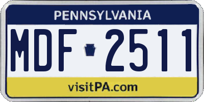 PA license plate MDF2511