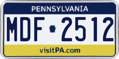 PA license plate MDF2512