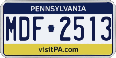 PA license plate MDF2513