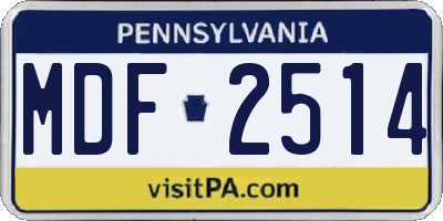 PA license plate MDF2514