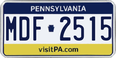 PA license plate MDF2515