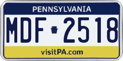 PA license plate MDF2518
