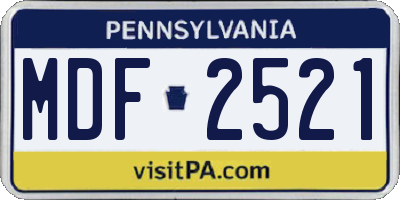 PA license plate MDF2521