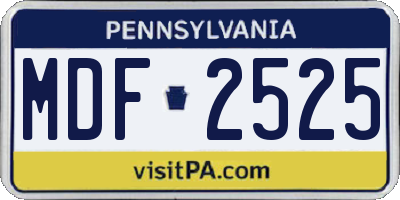 PA license plate MDF2525
