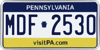 PA license plate MDF2530