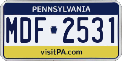 PA license plate MDF2531