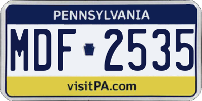PA license plate MDF2535